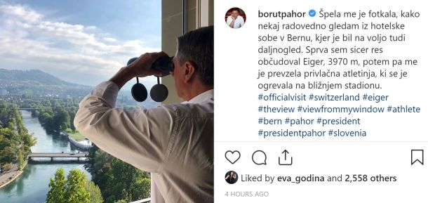 Pahorjeva sporna objava na Instagramu