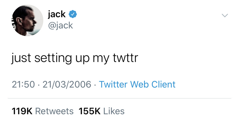 Soustanovitelj Twitterja Jack Dorsey trenutno kot NFT prodaja svoj tvit – prvi tvit vseh časov.