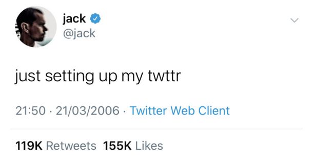 Soustanovitelj Twitterja Jack Dorsey trenutno kot NFT prodaja svoj tvit – prvi tvit vseh časov.