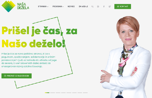 Vstopna spletna stran z grafičnimi rešitvami in neznanjem slovenščine