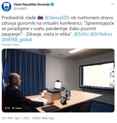 Ob posebni priložnosti je vlada na Twitter profilu objavila tudi kratek promocijski video