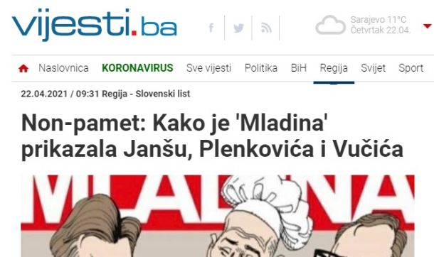 Naslovnica časopisnega portala Vijesti