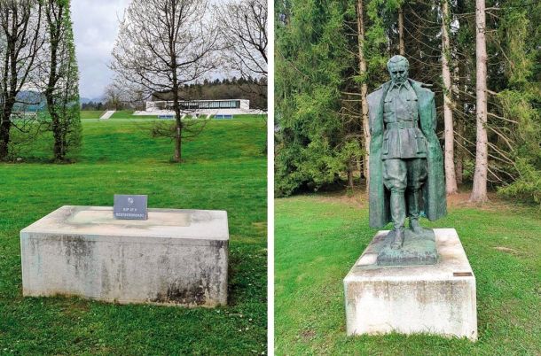 Podstavek spomenika brez spomenika / Nekdanji Augustinčićev kip za staro zgodovino