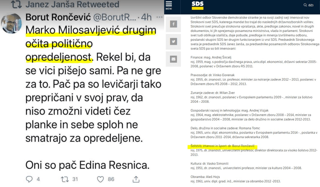 Rončević o resnici političnega opredeljevanja: stroka in politika, združeni v eno