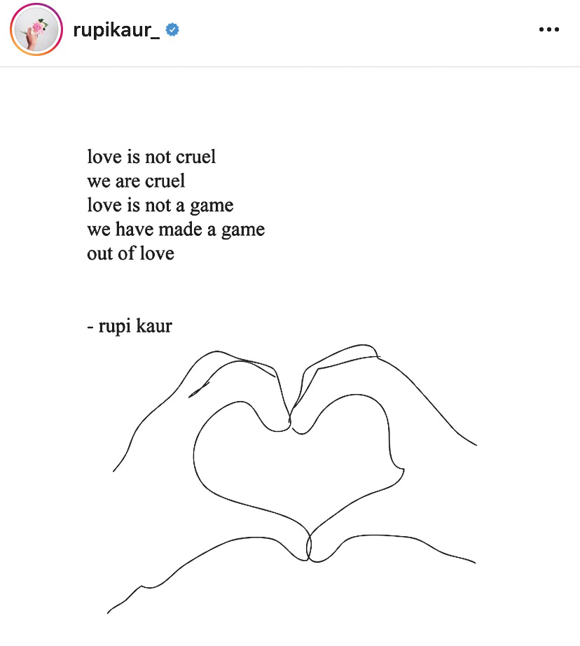 Pesem Rupi Kaur in “pesem“ novinarja Andrewa Lloyda, ki se je pod imenom @ ravenstarespoetry izdajal za instagramskega pesnika.