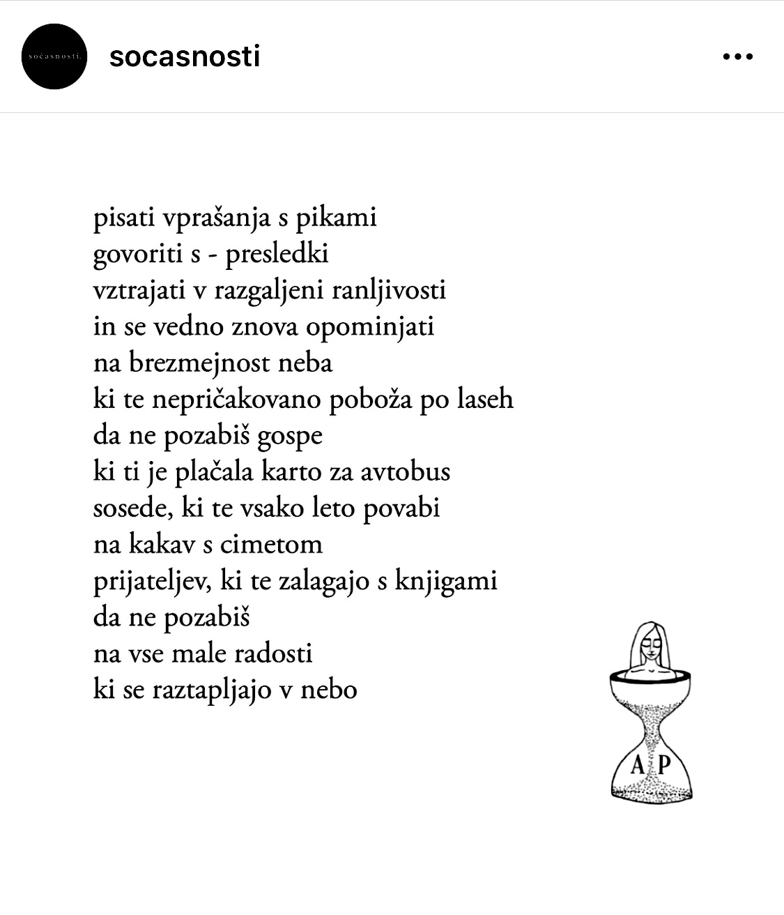 Največja težava pesniških profilov na Instagramu je, da so si med seboj sumljivo podobni. Še najlažje jih ločimo po tipografiji objavljenih besedil.