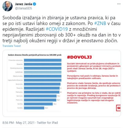 Tvit Janeza Janše