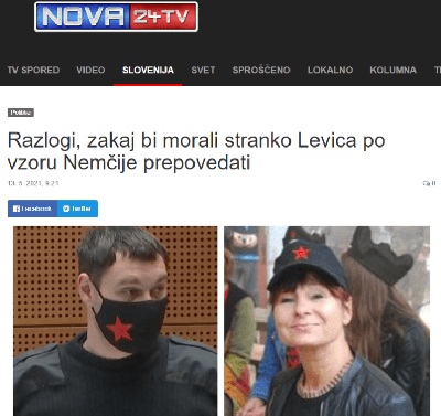 Nova24TV širi idejo o prepovedi stranke Levica