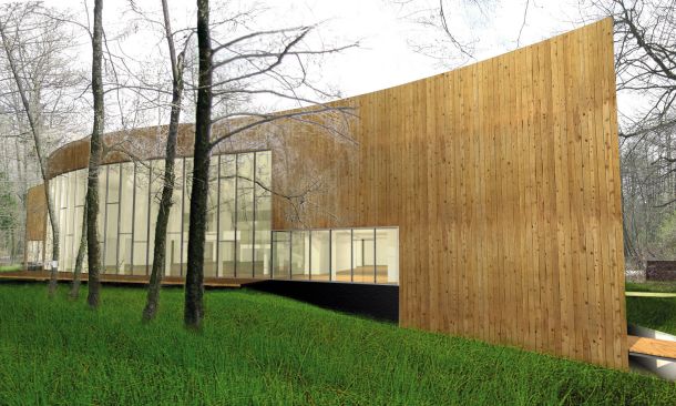Glavna in severna, dve fasadi let 2004 načrtovane stavbe Prirodoslovnega muzeja Slovenije v Biološkem središču pri Biotehnični fakulteti ob Večni poti pod Rožnikom. Avtorji projekta in načrtov so arhitekti: dr. Aleš Vodopivec, Nena Gabrovec in Gašper Medvešek.  