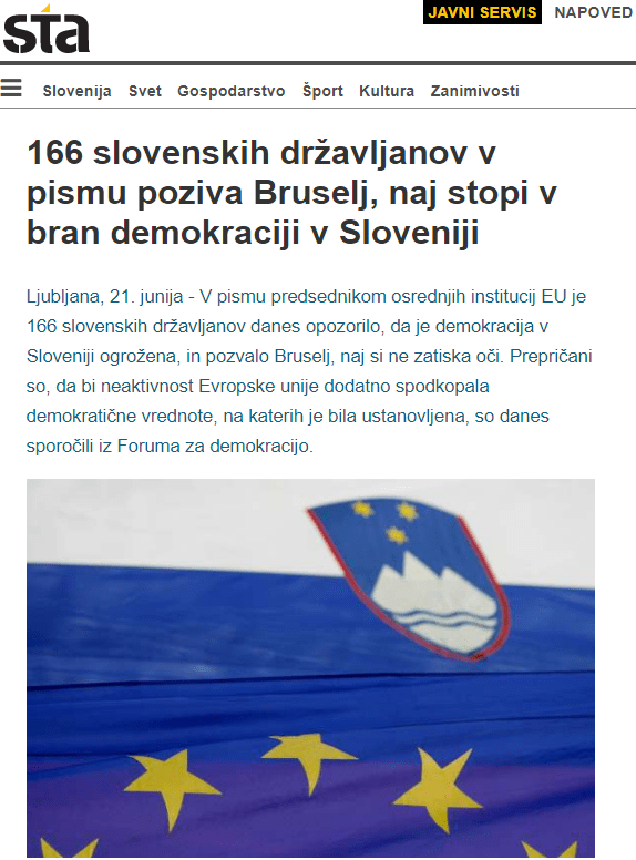 Kratek povzetek pisma na straneh STA