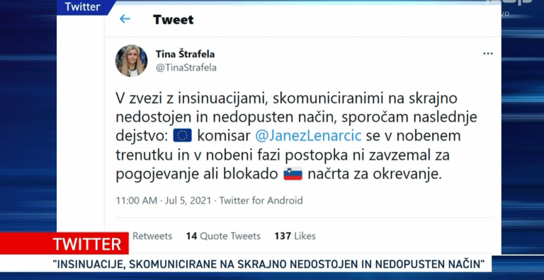 Iz odziva v kabinetu komisarja Lenarčiča: o nedostojni komunikaciji (POP TV)