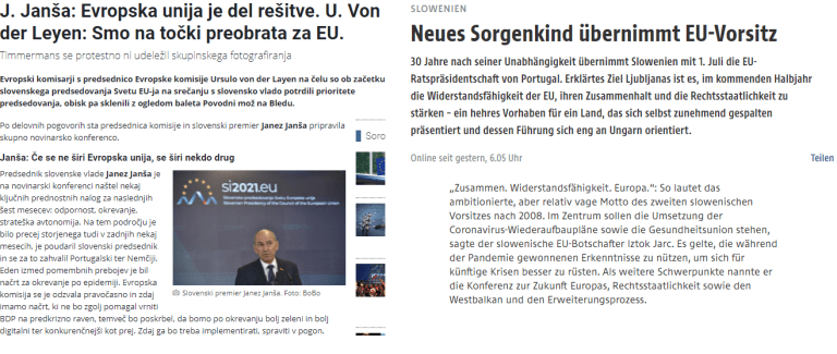 MMC RTV Slovenija s citatom premierja, ORF o problematičnem otroku na čelu Sveta EU