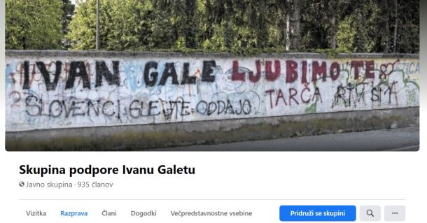 Na Facebooku se je pojavila nova Skupina podpore Ivanu Galetu, ki uporablja enako ime in naslovno fotografijo