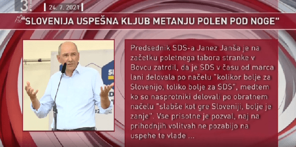 Grafika, s katero so urednice TV Slovenija uvedle govor