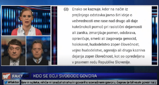 Voditeljica se čudi 297. členu Kazenskega zakonika, ki vpeljuje tabu teme