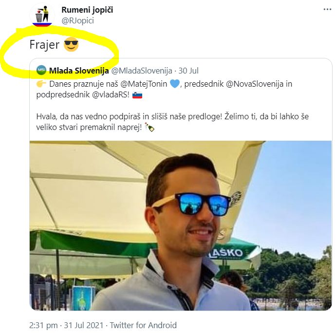 Tonin kot manjši idol rumenih jopičev