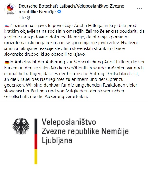 Zapis nemškega veleposlaništva v Ljubljani