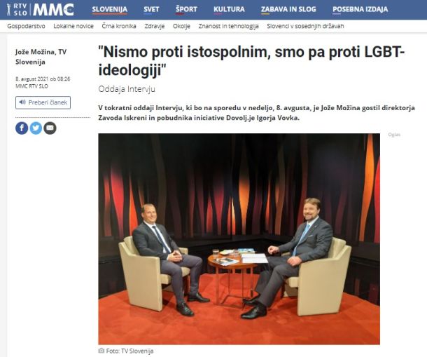 Napovednik za oddajo na MMC RTV Slovenija: biti proti LGBTQ+ ideologiji