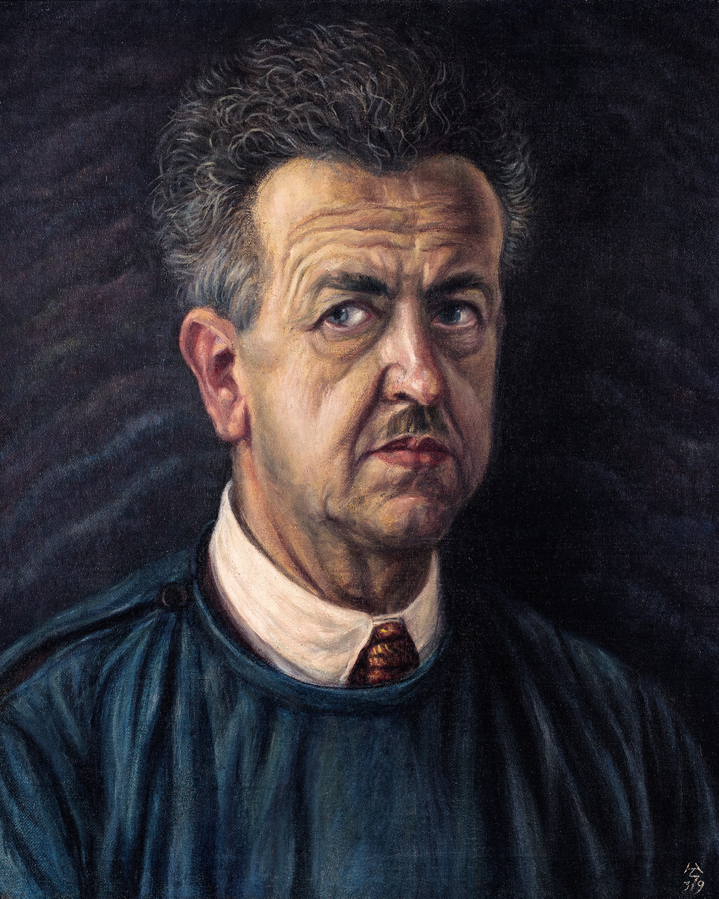 Hinko Smrekar je želel, da ga ne bi sprejeli le kot karikaturista in ilustratorja, ampak tudi kot slikarja. Narisal je veliko avtokarikatur in avtoportretov, kakršen je ta iz leta 1939.