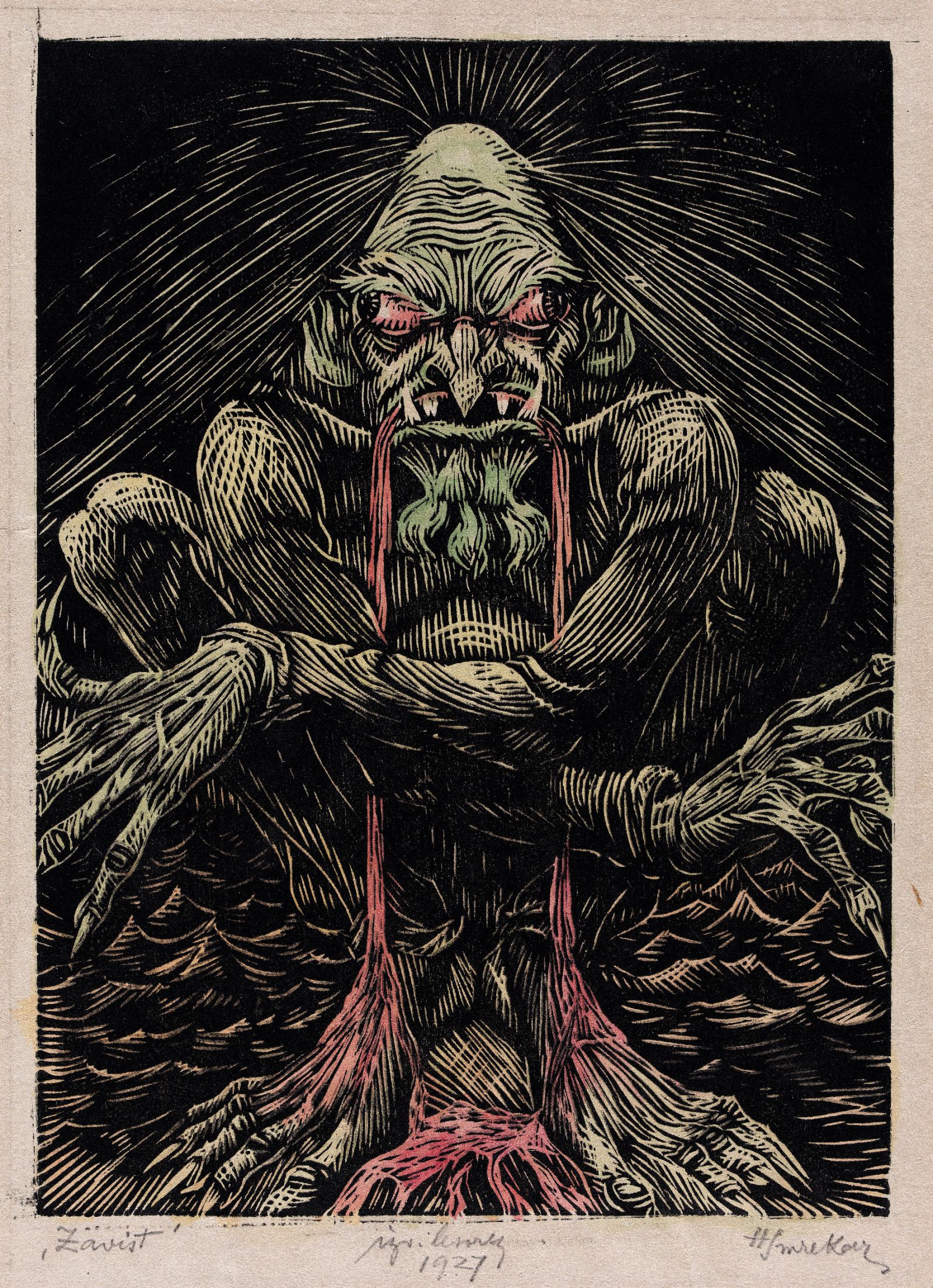 Zavist, ilustracija iz cikla sedmih naglavnih grehov (1927) /