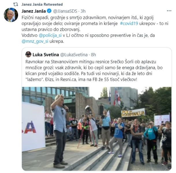 Zapis Janeza Janše na Twitterju
