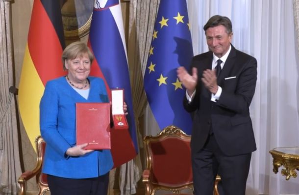 VIDEO: Borut Pahor odlikoval Angelo Merkel