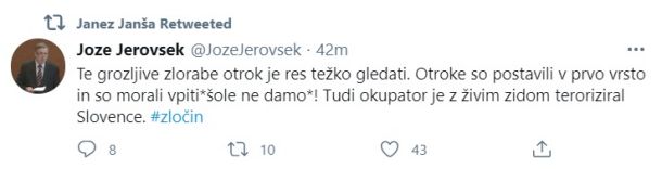 Jerovškov današnji tvit