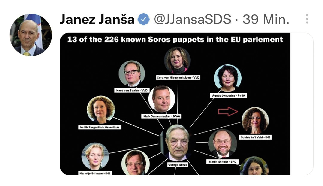 Janez Janša je najprej objavil Sorosevo hobotnico, jo zbrisal, pa se izmotaval, da ni antisemit …