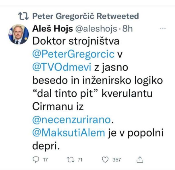 Minister Hojs se navdušuje nad pitjem tinte