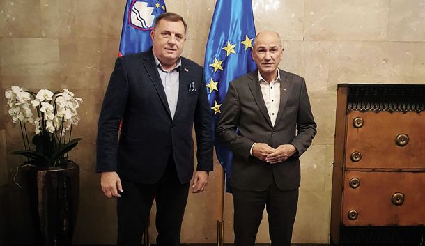 Milorad Dodik na obisku pri Janezu Janš