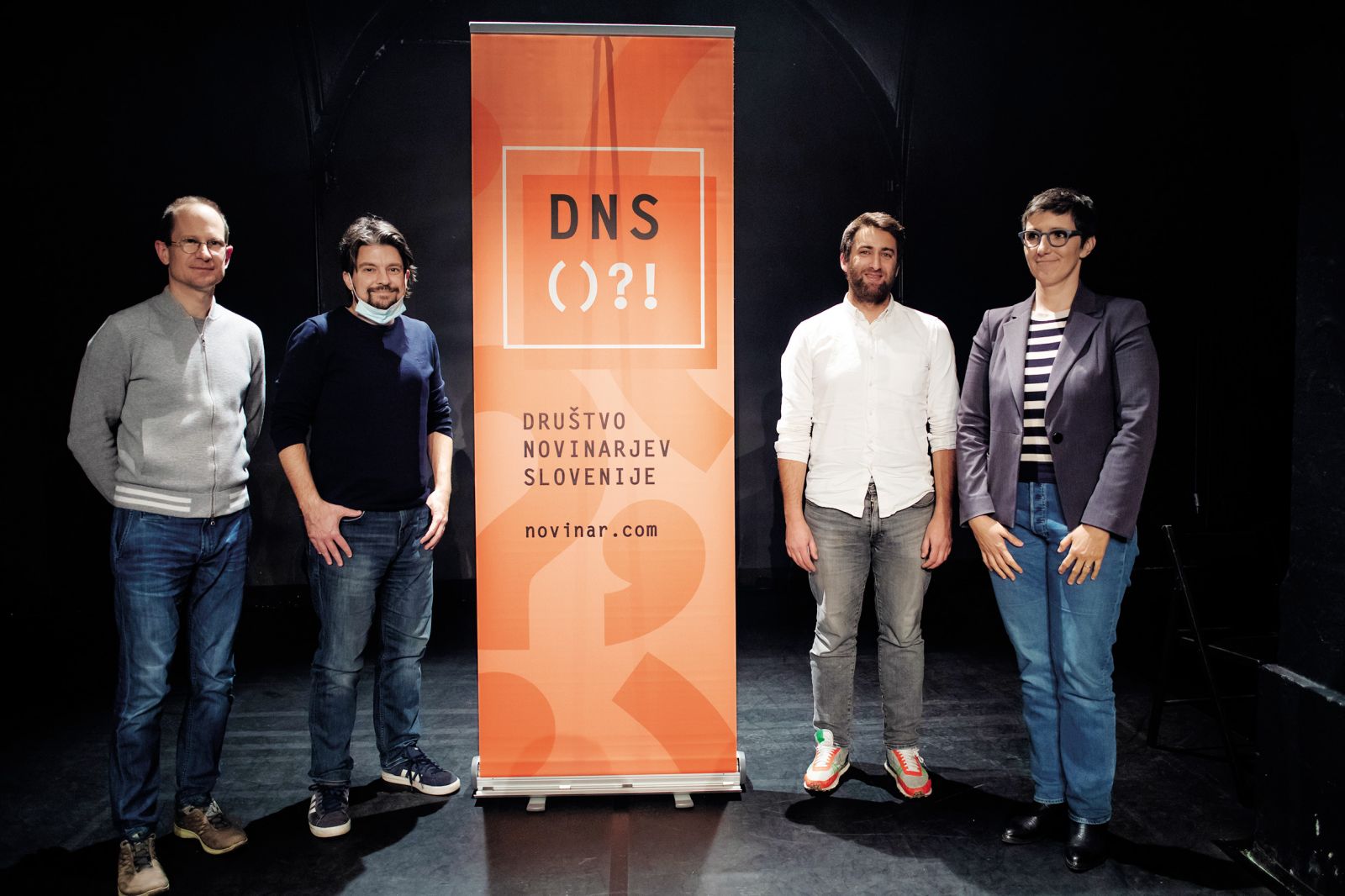 Lenart J. Kučić, Primož Cirman, Matthew Caruana Galizia in Maja Sever: Ustrahovanje ne bo ustavilo novinarskih zgodb, pogovor; Mirovni inštitut, Gledališče Glej, LJ | Gašper Lešnik