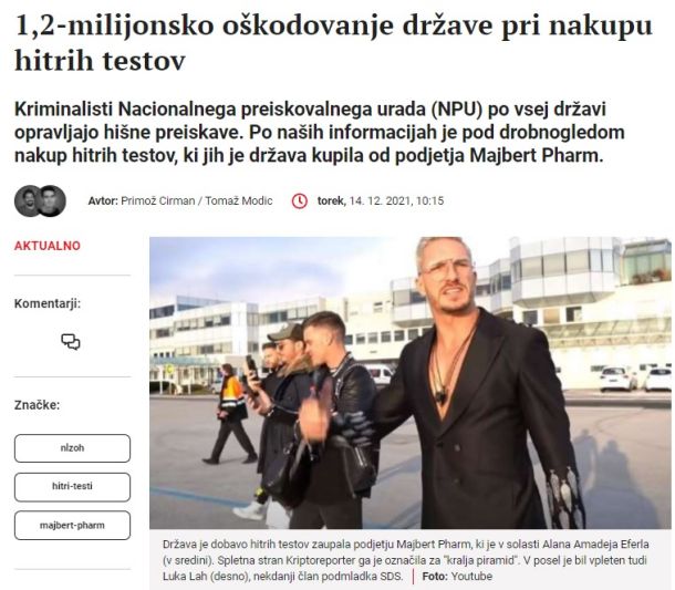 Naslov članka na portalu Necenzurirano