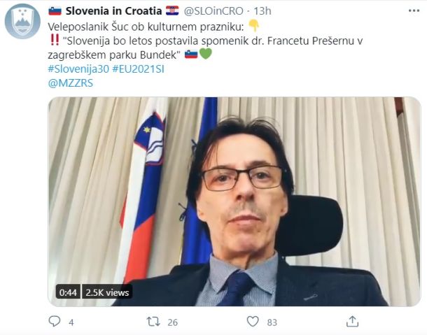 Napoved slovenskega veleposlanika v Zagrebu