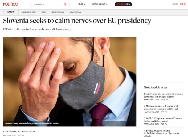 Naslov članka v časniku Politico