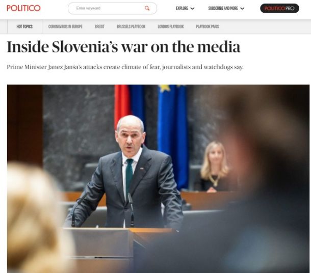 Naslov članka v časniku Politico