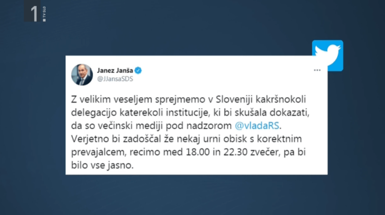 Janšev tvit v prispevku Odmevov: slavljenje cinizmov