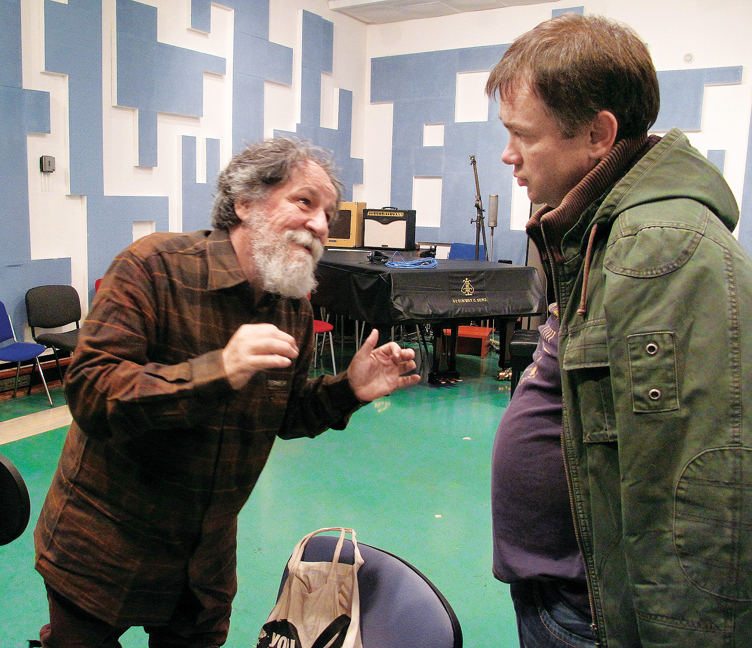 Marko Brecelj in režiser Janez Burger na snemanju filma Priletni parazit