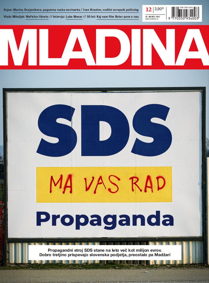 Naslovnica jutrišnje Mladine: SDS ('ma vas rad) PROPAGANDA