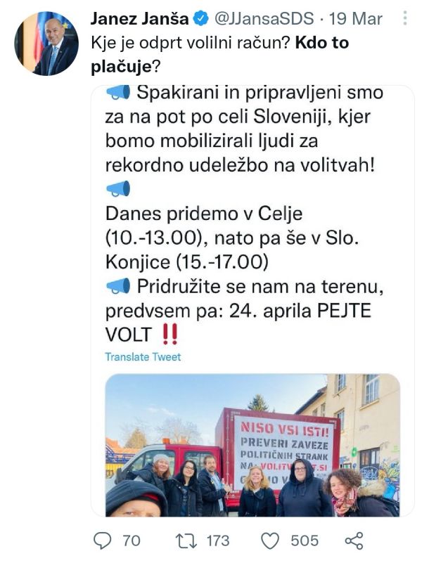 Eden od Janševih manipulativnih tvitov