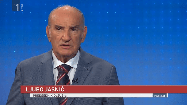 Ljubo Jasnič, predsednik stranke DeSUS, na TV Slovenija