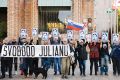 Ljubljanski protest proti izročitvi ustanovitelja WikiLeaksa Juliana Assangea ZDA