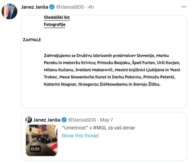 Tvit (zaenkrat še) predsednika vlade Janeza Janše