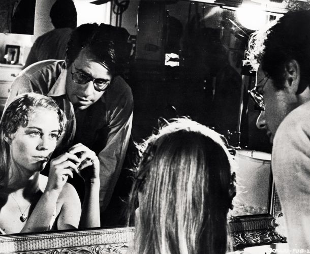 Peter Bogdanovich in Cybill Shepherd med snemanjem filma Zadnja predstava leta 1971