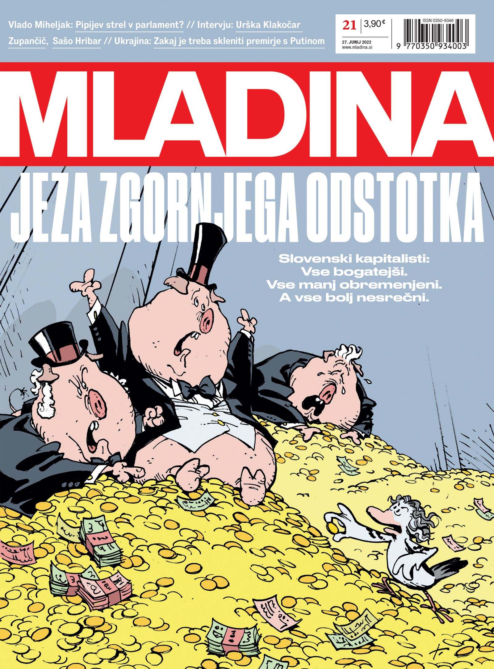 Naslovnica jutrišnje Mladine: JEZA ZGORNJEGA ODSTOTKA