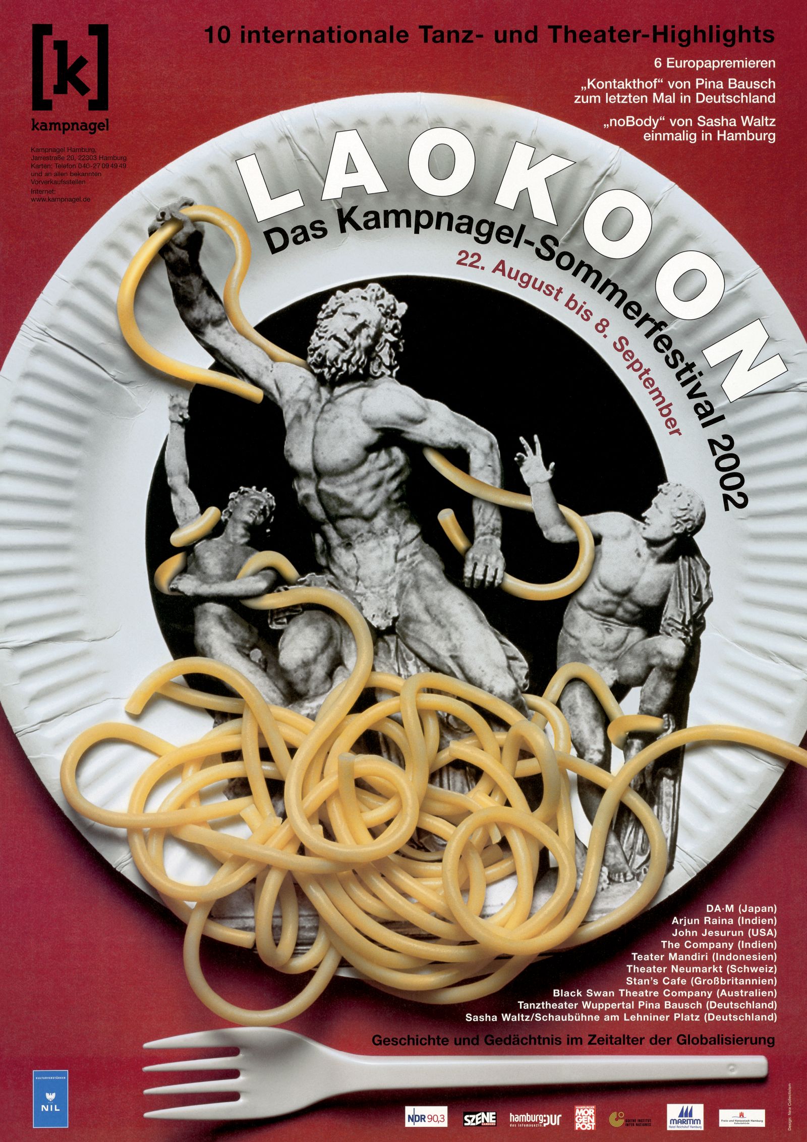 Gledališki plakat, Kampnagel Hamburg LAOKOON, Das KampnagelSommerfestival 2002 Offset, 82 x 59 cm, 2002