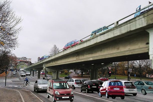 Vizualizacija načrtovanega cestnega viadukta med Vilharjevo in Šmartinsko cesto