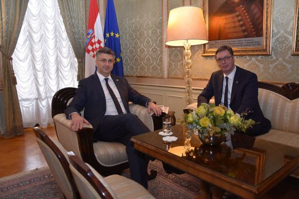 Predsjednik Vlade Republike Hrvatske Andrej Plenković s predsjednikom Republike Srbije Aleksandrom Vučićem