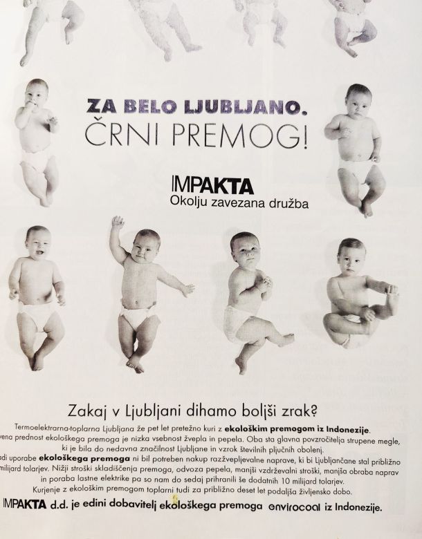 Oglas iz daljnega leta 1997, ki propagira premog