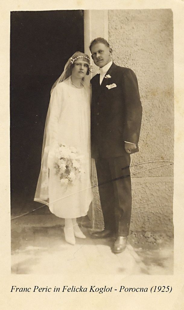 Poročna fotografija Franca Perica in Felicite Koglot iz leta 1925