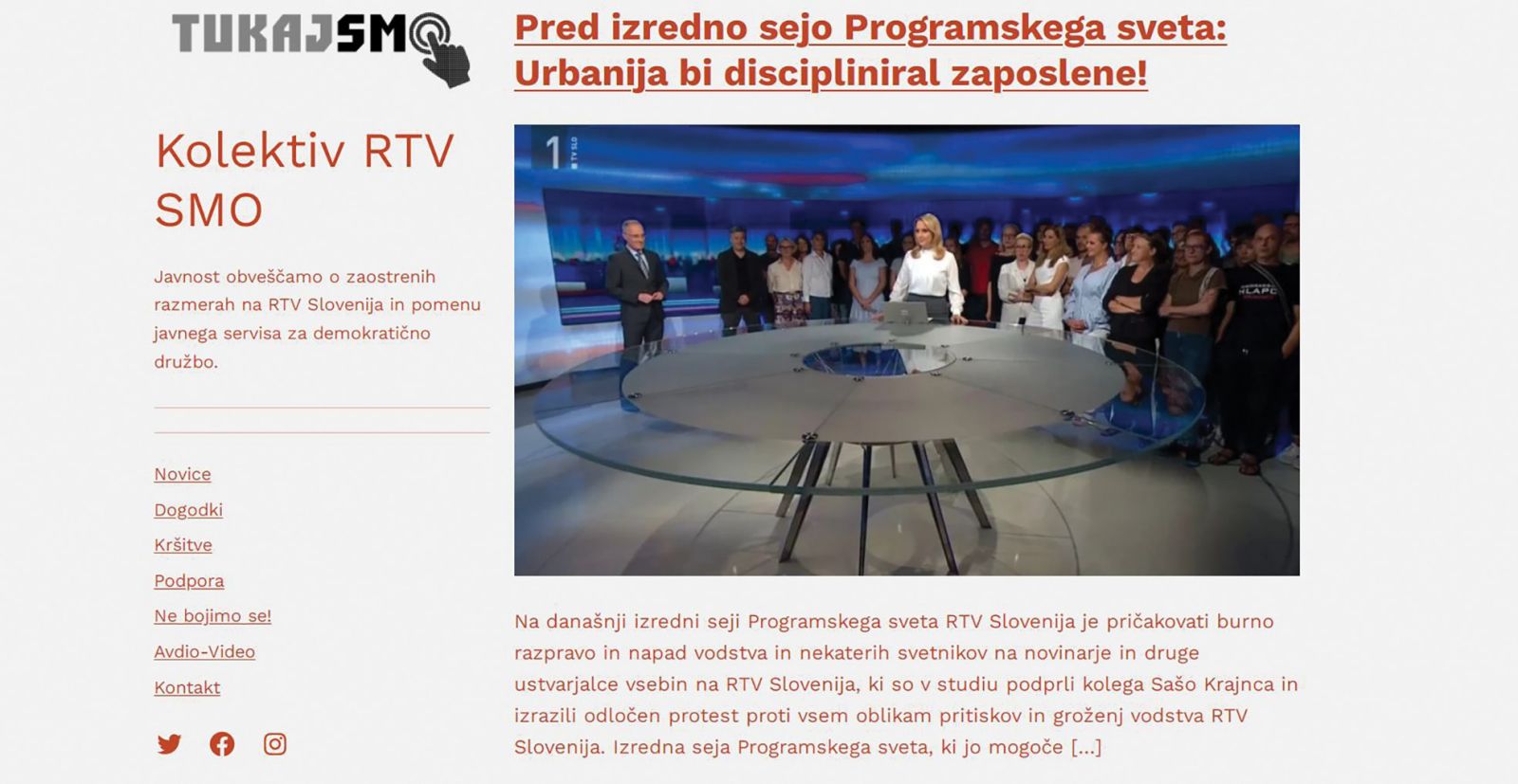Spletna stran o dogajanju na RTV Slovenija